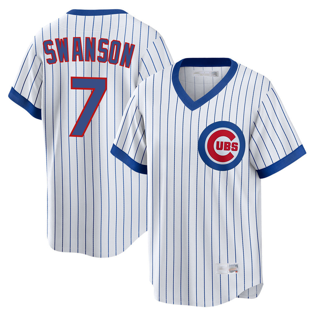 harde C.Cubs #7 Dansby Swanson Player White T-shirt Cooperstown Collection Limited Stitched Jerseys