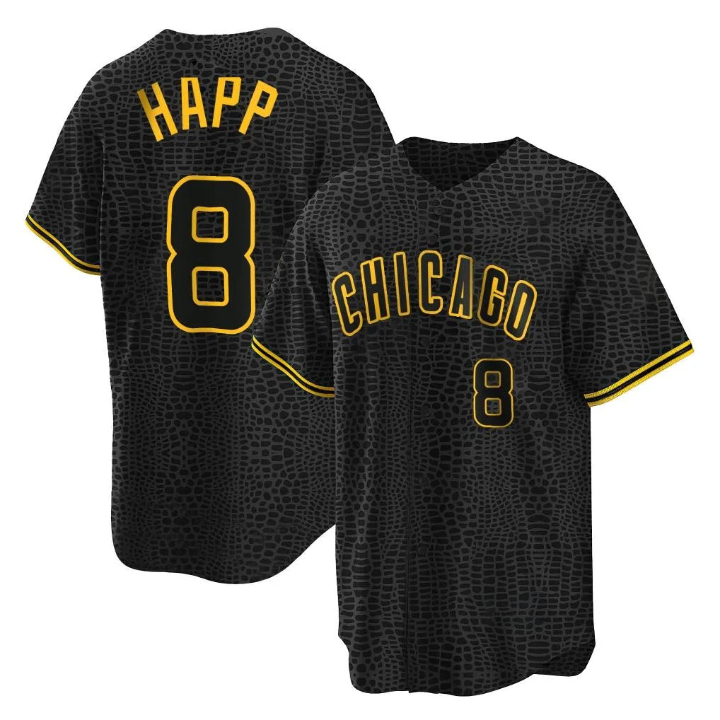 harde C.Cubs #8 Ian Happ Player Black Snake Skin City Game Stitched Jerseys
