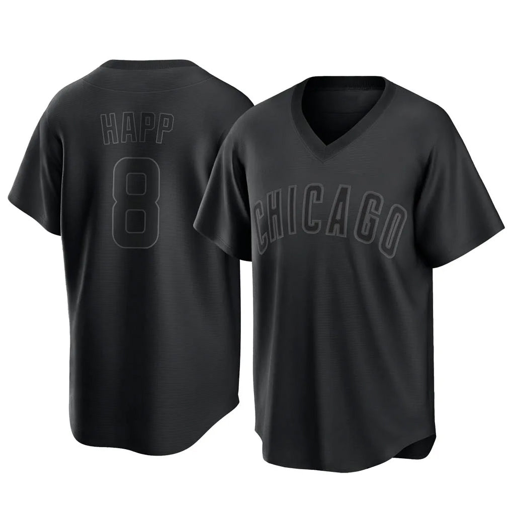 harde C.Cubs #8 Ian Happ Player Black T-shirt Home Game Stitched Jerseys