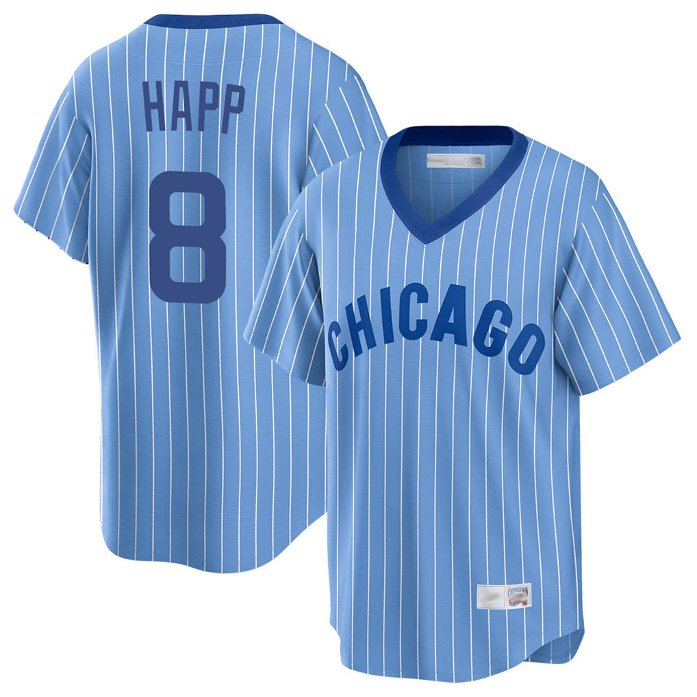 harde C.Cubs #8 Ian Happ Player Blue T-shirt Cooperstown Collection Limited Stitched Jerseys