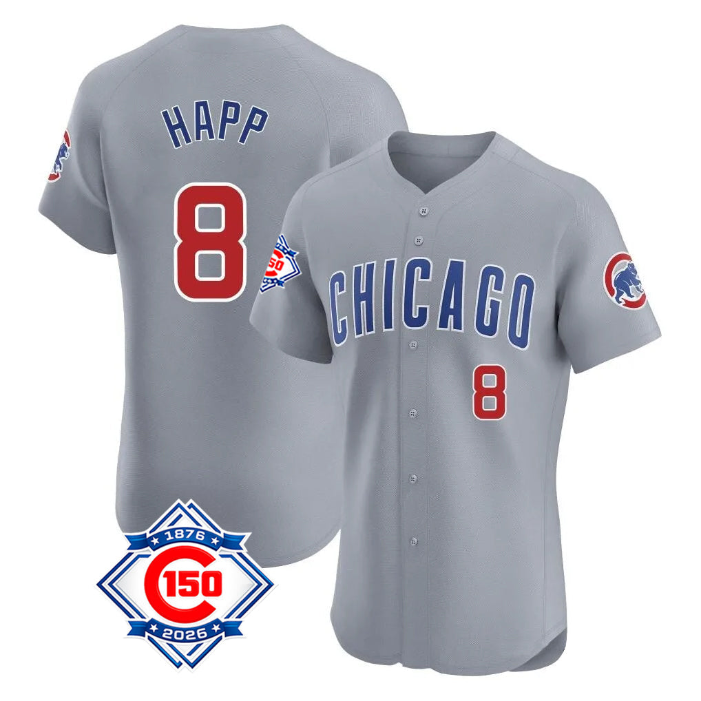 harde C.Cubs #8 Ian Happ Player Gray Road 150th Anniversary Limited Elite Home Stitched Jerseys