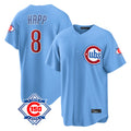 harde C.Cubs #8 Ian Happ Player Light Blue 150th Anniversary Home Game Stitched Jerseys