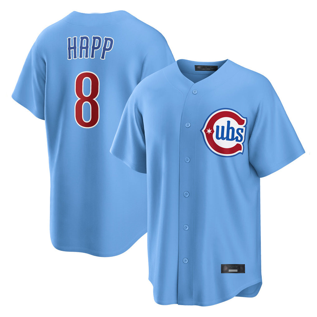 harde C.Cubs #8 Ian Happ Player Light Blue Home Game Stitched Jerseys