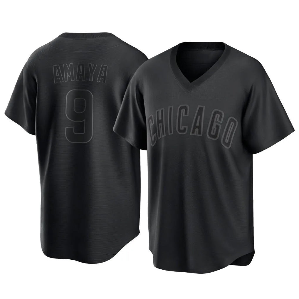 harde C.Cubs #9 Miguel Amaya Player Black T-shirt Home Game Stitched Jerseys