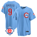 harde C.Cubs #9 Miguel Amaya Player Light Blue 150th Anniversary Home Game Stitched Jerseys