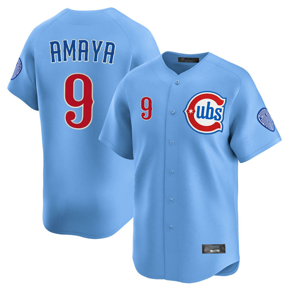 harde C.Cubs #9 Miguel Amaya Player Light Blue Limited Home Stitched Jerseys