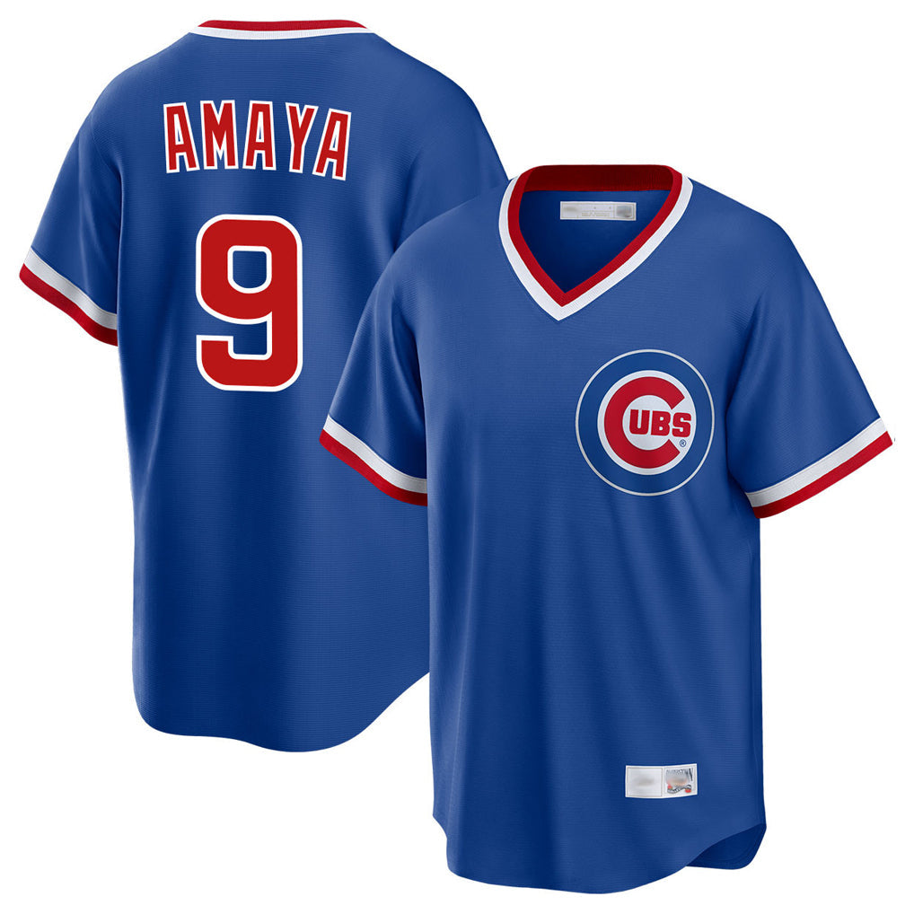 harde C.Cubs #9 Miguel Amaya Player Royal T-shirt Cooperstown Collection Limited Stitched Jerseys