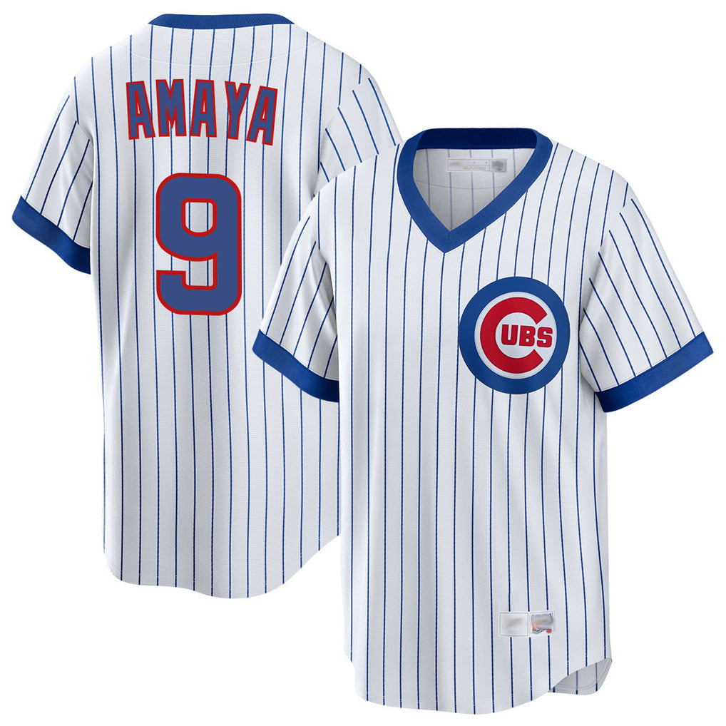 harde C.Cubs #9 Miguel Amaya Player White T-shirt Cooperstown Collection Limited Stitched Jerseys