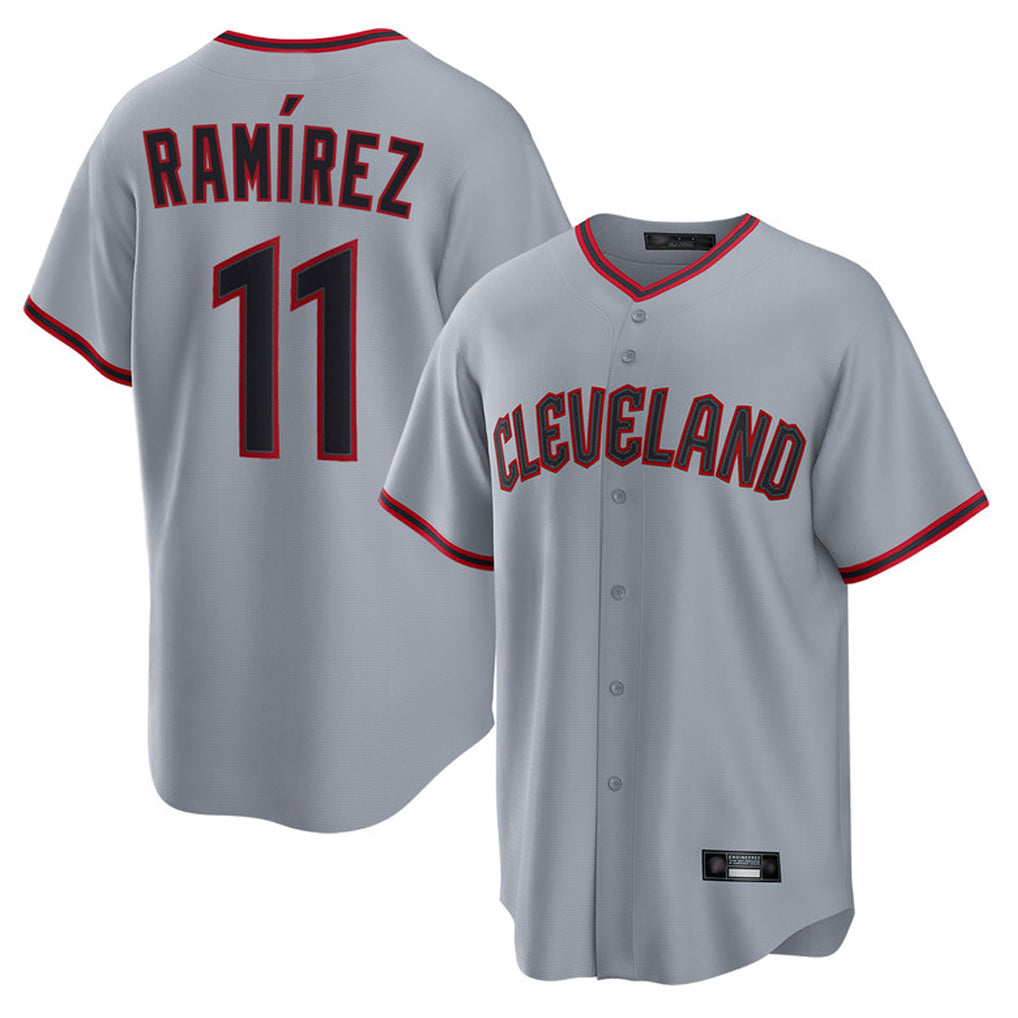 harde C.Guardians #11 Jose Ramirez Player Gray Home Game Stitched Jerseys