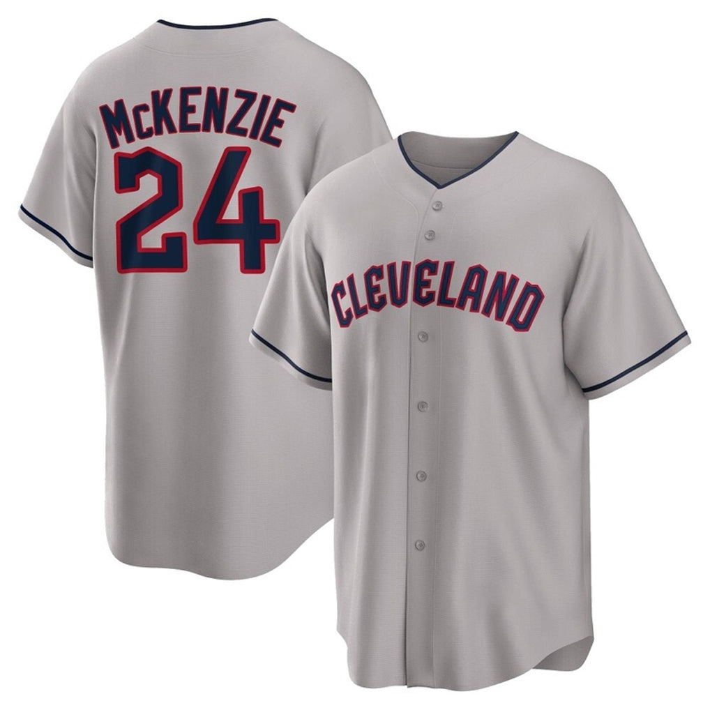 harde C.Guardians #24 Triston McKenzie Player Gray Game Home Stitched Jerseys