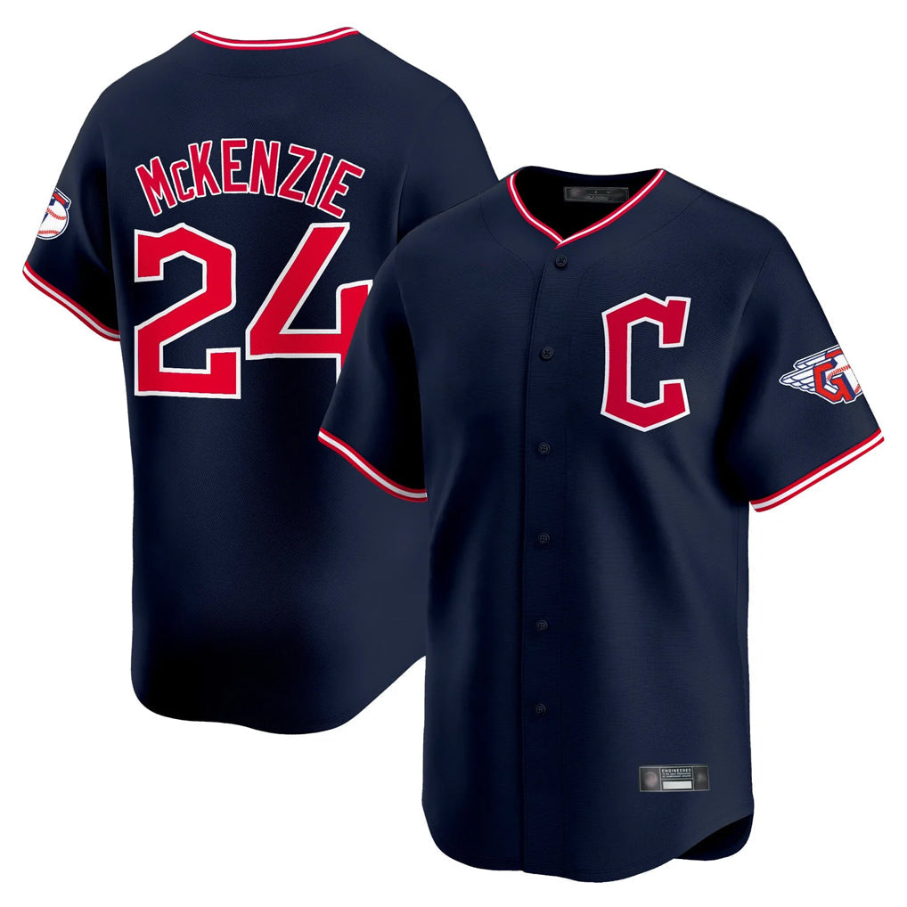 harde C.Guardians #24 Triston McKenzie Player Navy Limited Home Stitched Jerseys