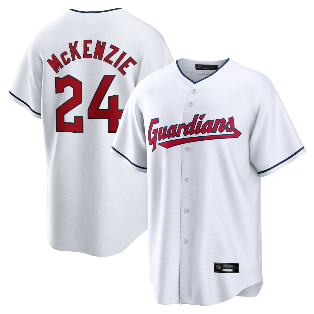 harde C.Guardians #24 Triston McKenzie Player White Home Game Stitched Jerseys