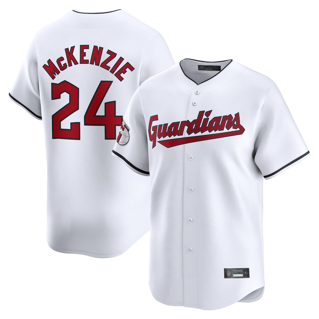 harde C.Guardians #24 Triston McKenzie Player White Limited Home Stitched Jerseys