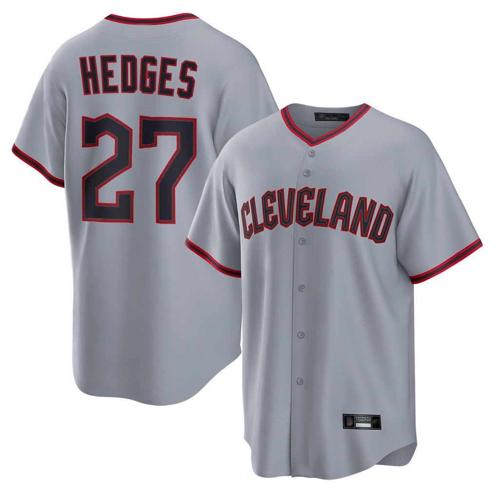 harde C.Guardians #27 Austin Hedges Player Gray Home Game Stitched Jerseys