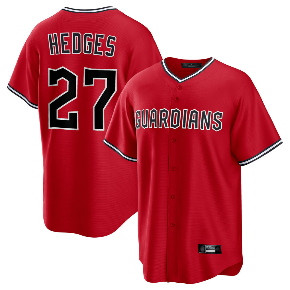 harde C.Guardians #27 Austin Hedges Player Red Home Game Stitched Jerseys