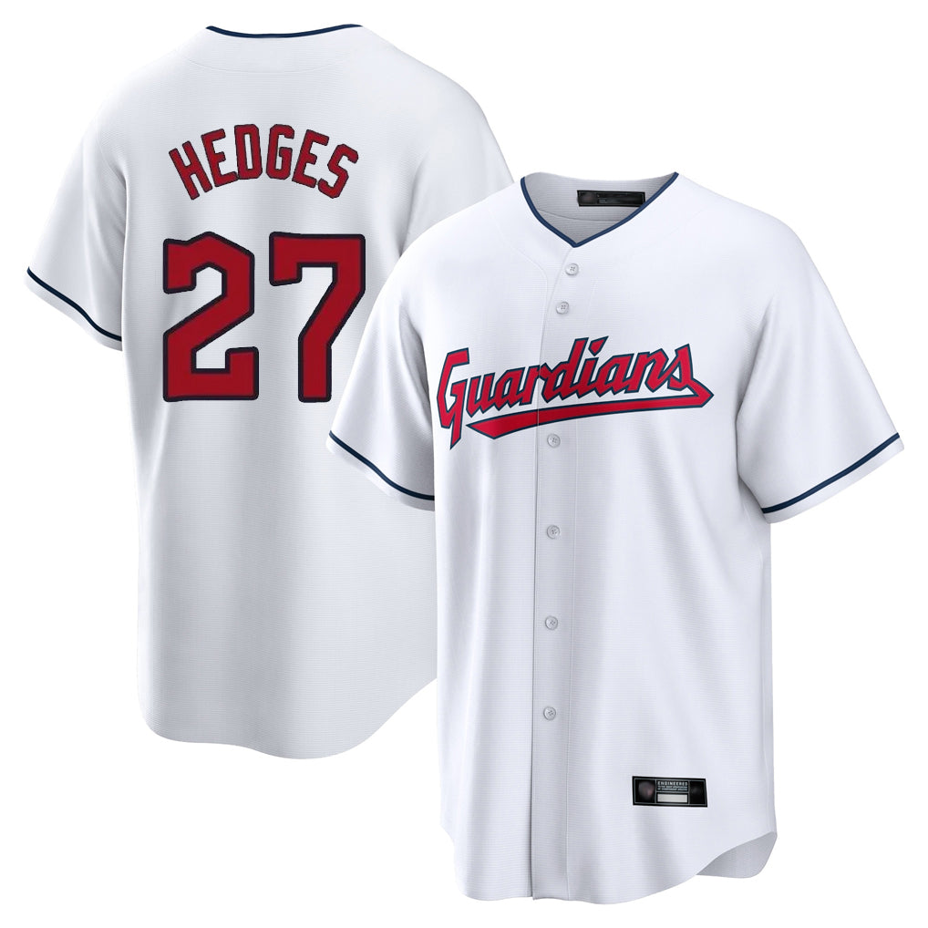 harde C.Guardians #27 Austin Hedges Player White Home Game Stitched Jerseys