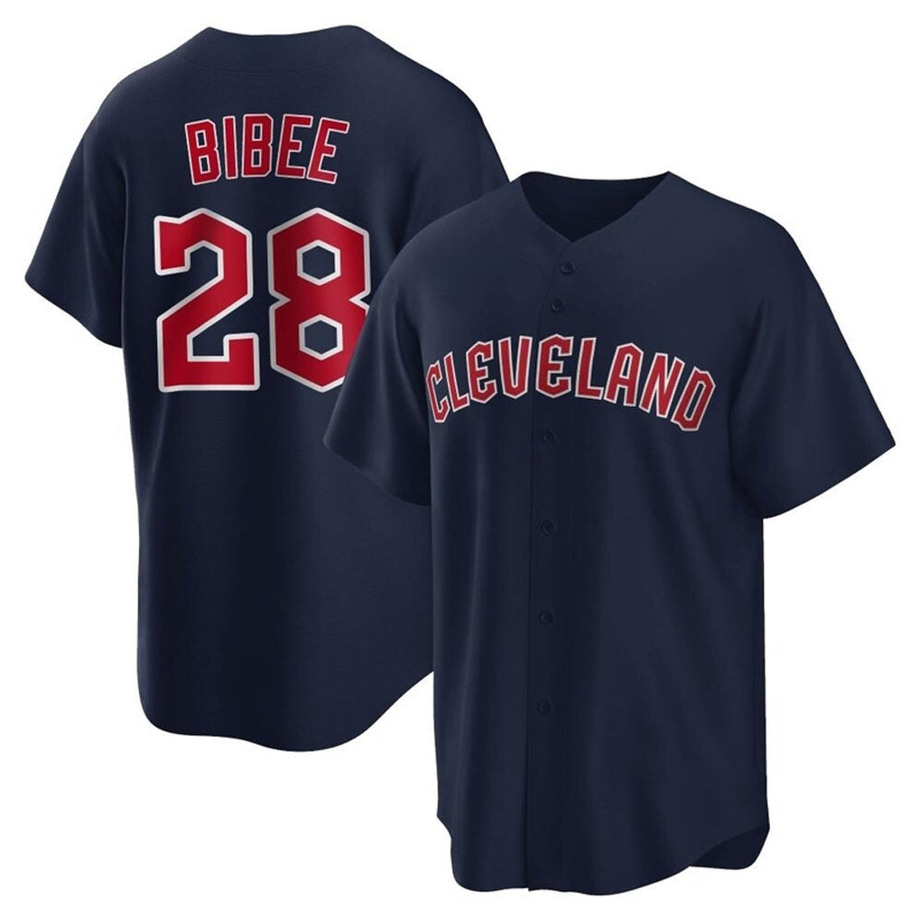 harde C.Guardians #28 Tanner Bibee Player Navy Game Home Stitched Jerseys