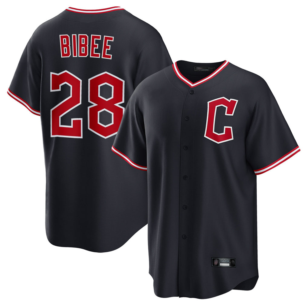 harde C.Guardians #28 Tanner Bibee Player Navy Home Game Stitched Jerseys