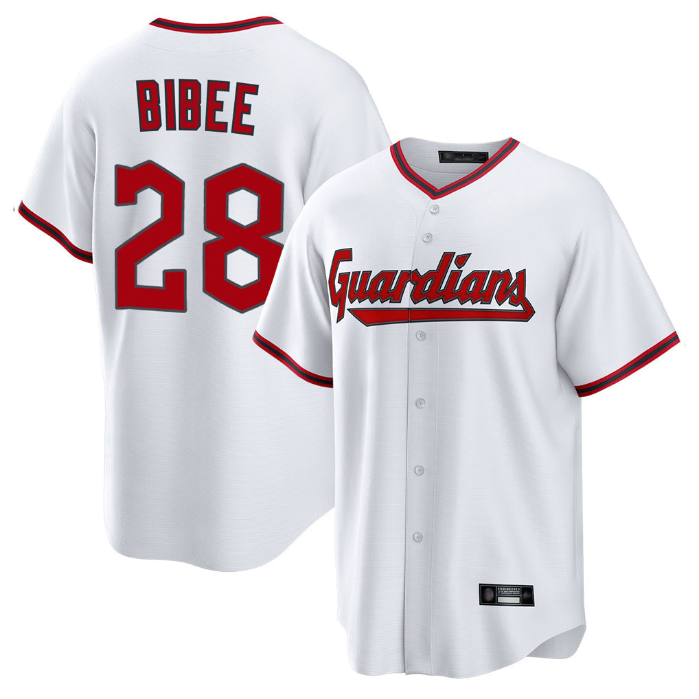 harde C.Guardians #28 Tanner Bibee Player White Game Home Stitched Jerseys