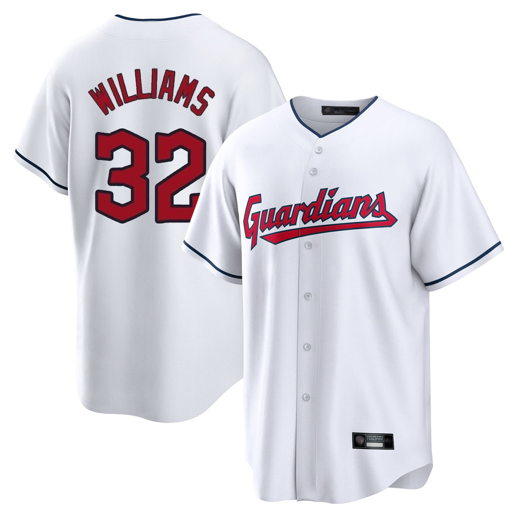 harde C.Guardians #32 Gavin Williams Player White Home Game Stitched Jerseys