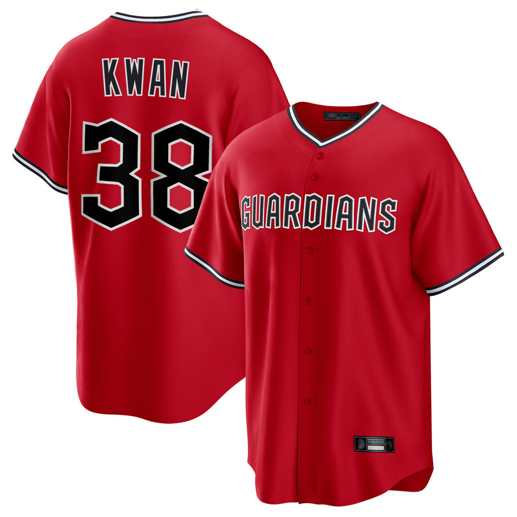 harde C.Guardians #38 Steven Kwan Player Red Home Game Stitched Jerseys