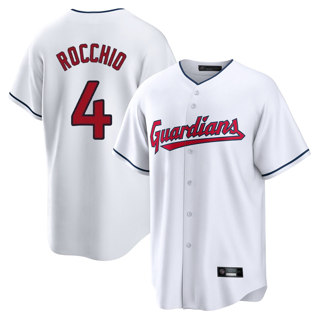 harde C.Guardians #4 Brayan Rocchio Player White Home Game Stitched Jerseys