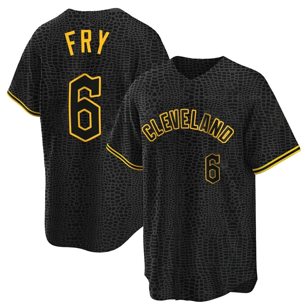 harde C.Guardians #6 David Fry Player Black Snake Skin City Home Game Stitched Jerseys