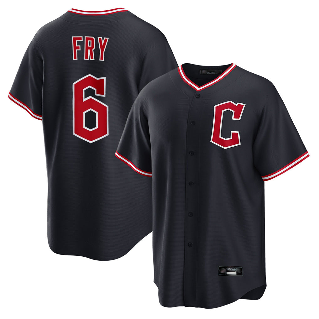 harde C.Guardians #6 David Fry Player Navy Home Game Stitched Jerseys