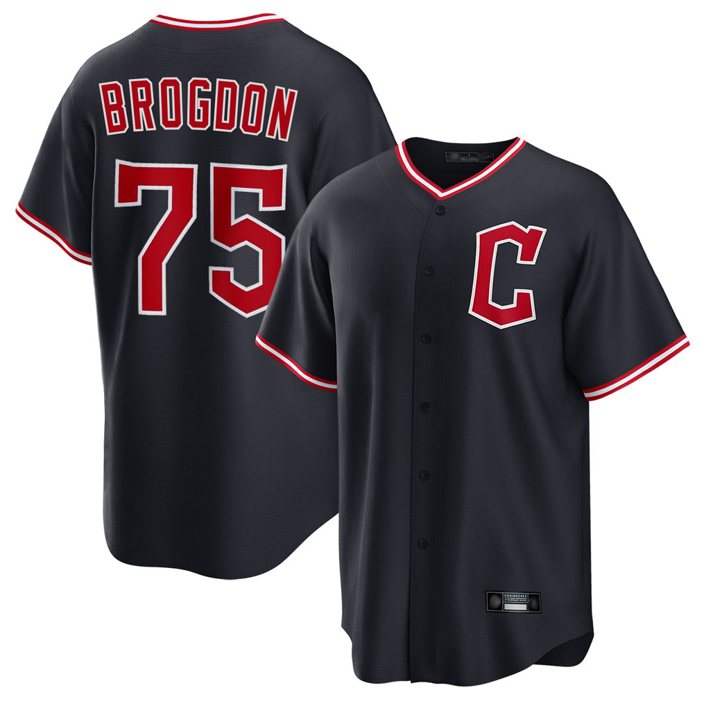 harde C.Guardians #75 Connor Brogdon Player Navy Home Game Stitched Jerseys
