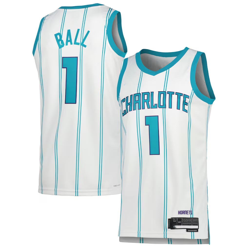 harde C.Hornets #1 LaMelo Ball  White Swingman Jerseys - Association Edition