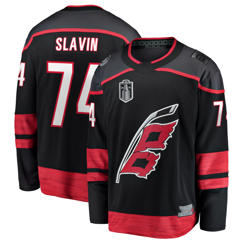 harde C.Hurricanes #74 Jaccob Slavin Black 2026 Stanley Cup Final Home Breakaway Stitched Jerseys