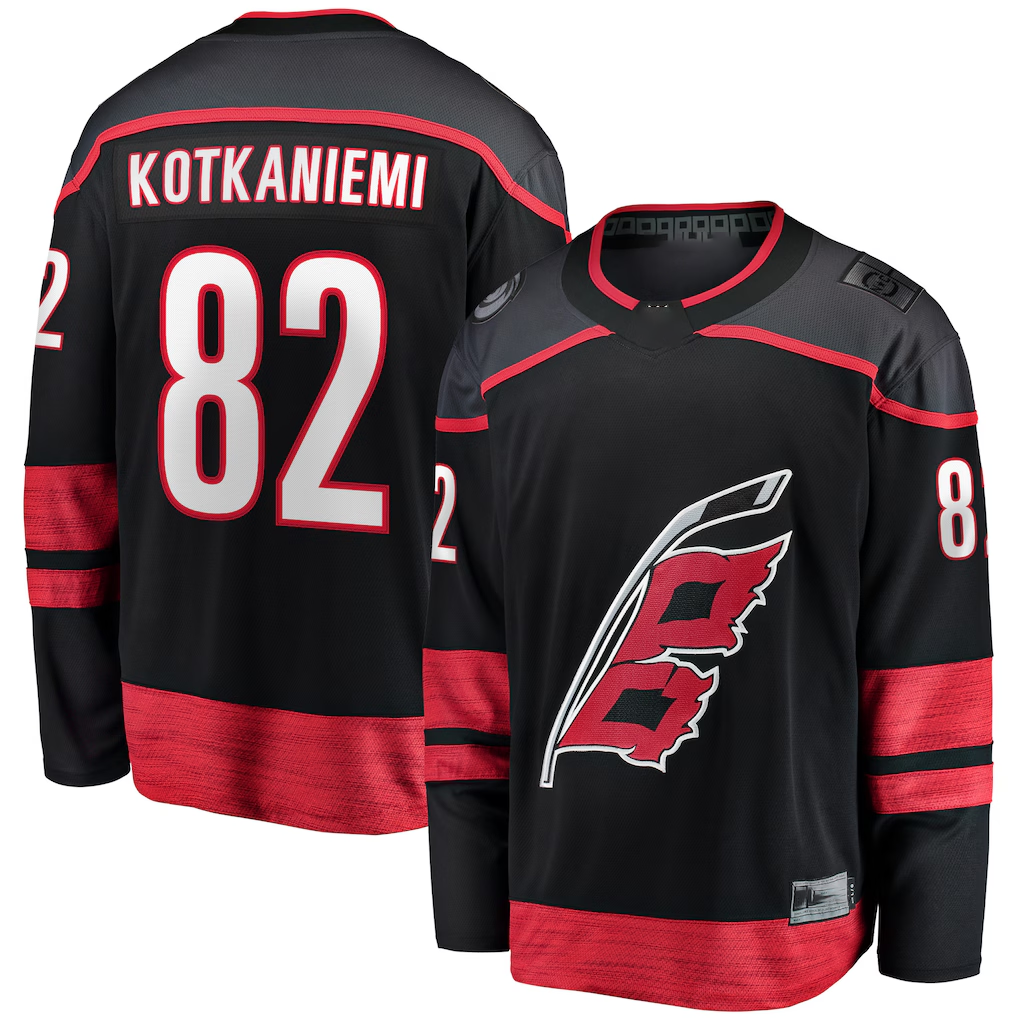 harde C.Hurricanes #82 Jesperi Kotkaniemi Black Home Breakaway Player Stitched Jerseys
