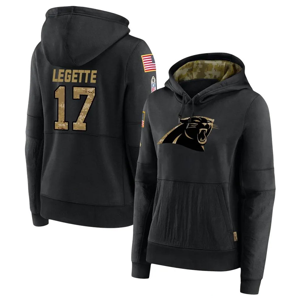 harde C.Panthers #17 Xavier Legette Player Black Salute to Service HoodiesStitched  Jerseys