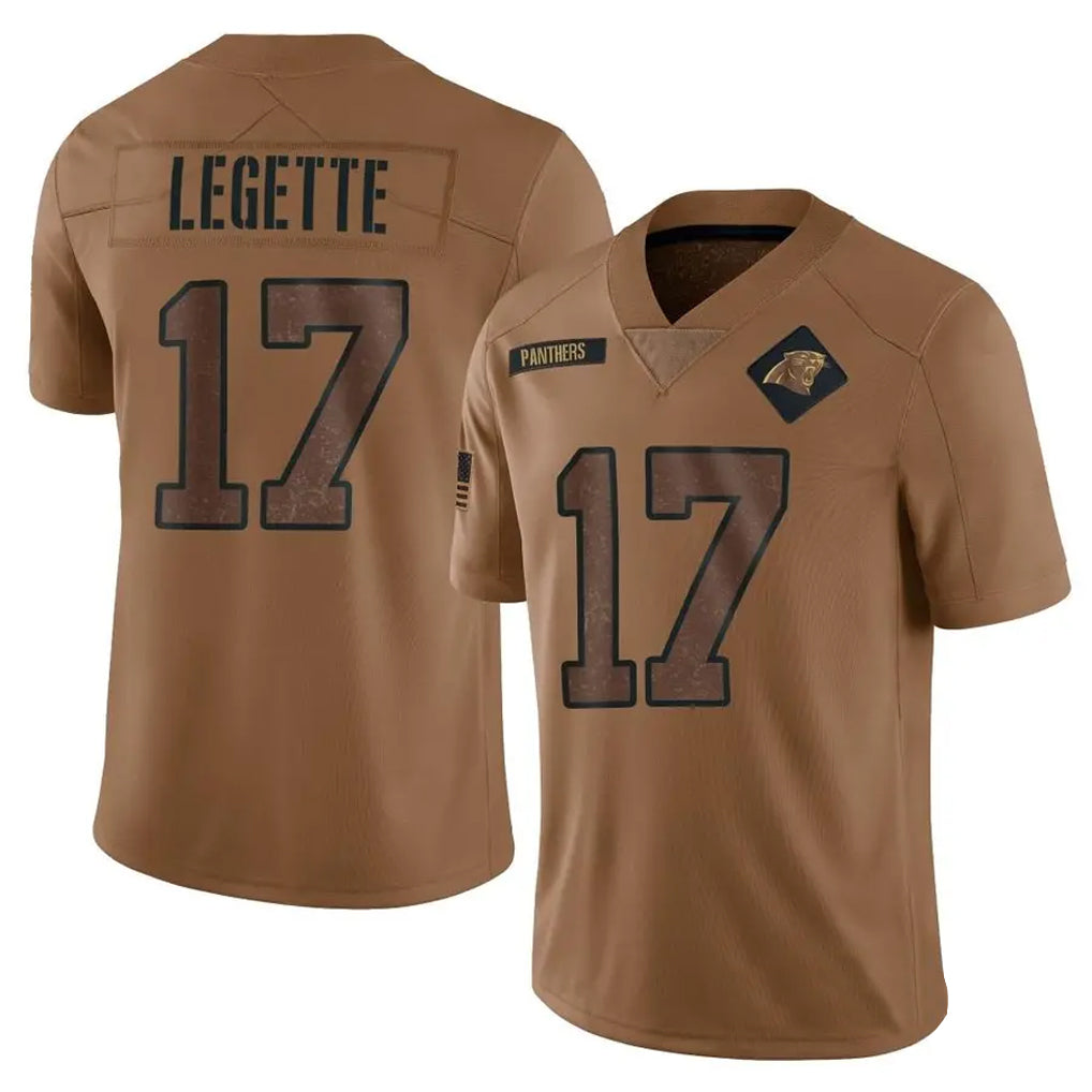 harde C.Panthers #17 Xavier Legette Player Brown Salute To Service Limited Stitched Jerseys