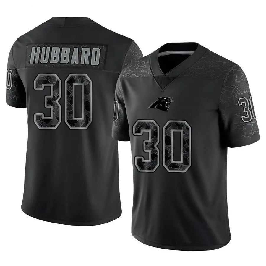 harde C.Panthers #30 Chuba Hubbard Player Black Limited Reflective Stitched Jerseys