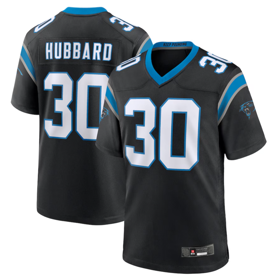 harde C.Panthers #30 Chuba Hubbard Player Black Team Game Stitched Jerseys