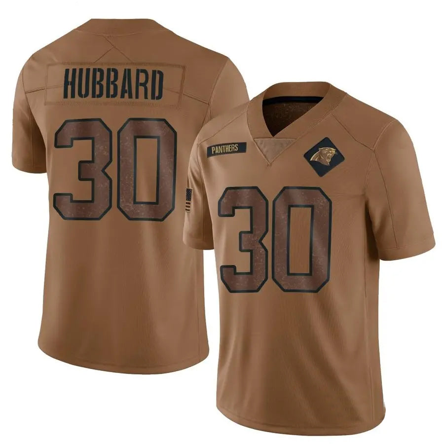 harde C.Panthers #30 Chuba Hubbard Player Brown Salute To Service Limited Stitched Jerseys