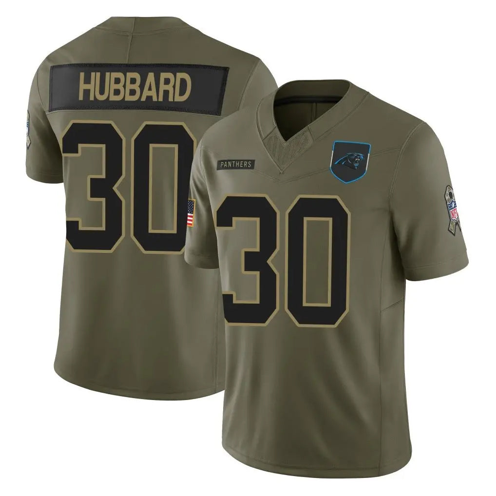 harde C.Panthers #30 Chuba Hubbard Player Olive Salute to Service Limited Home Game Stitched Jerseys