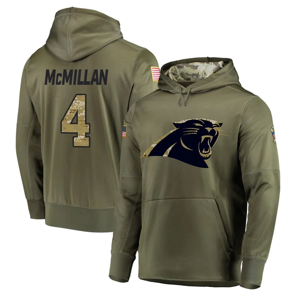 harde C.Panthers #4 Tetairoa McMillan Player Olive Salute to Service Limited Hoodies Stitched Jerseys