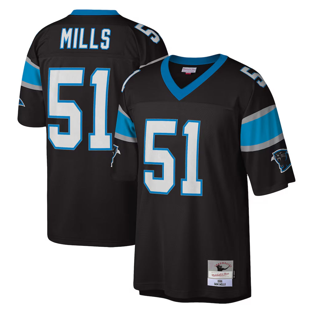 harde C.Panthers #51 Sam Mills Player Black Mitchell & Ness Legacy Replica Stitched Jerseys
