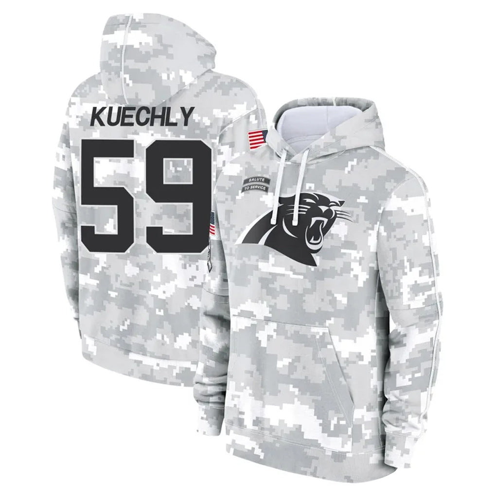 harde C.Panthers #59 Luke Kuechly Player Arctic Camo Salute to Service Hoodies Stitched Jerseys