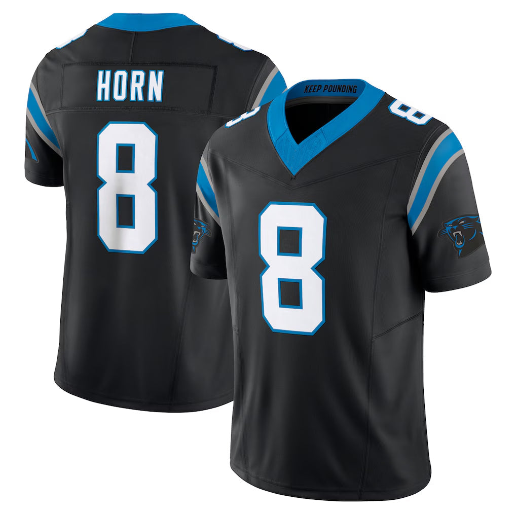 harde C.Panthers #8 Jaycee Horn Player Black Vapor F.U.S.E. Limited Home Game Stitched Jerseys