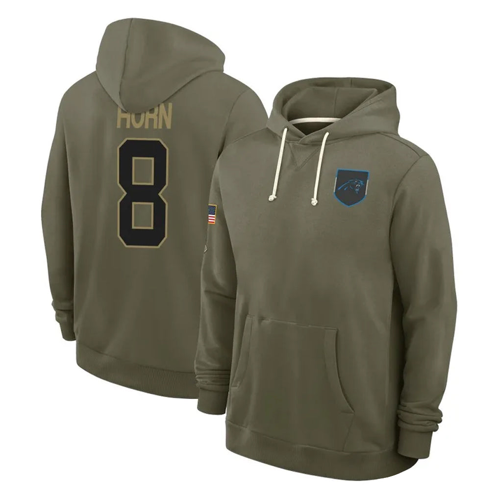harde C.Panthers #8 Jaycee Horn Player Olive Salute to Service Hoodies Game Stitched Jerseys