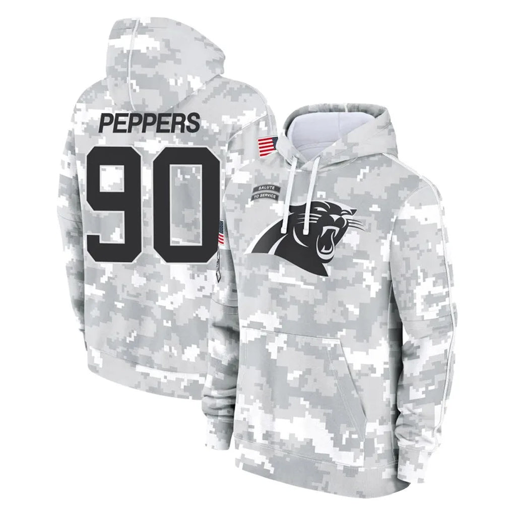 harde C.Panthers #90 Julius Peppers Player Arctic Camo Salute to Service Pullover Hoodies Limited Game Stitched Jerseys