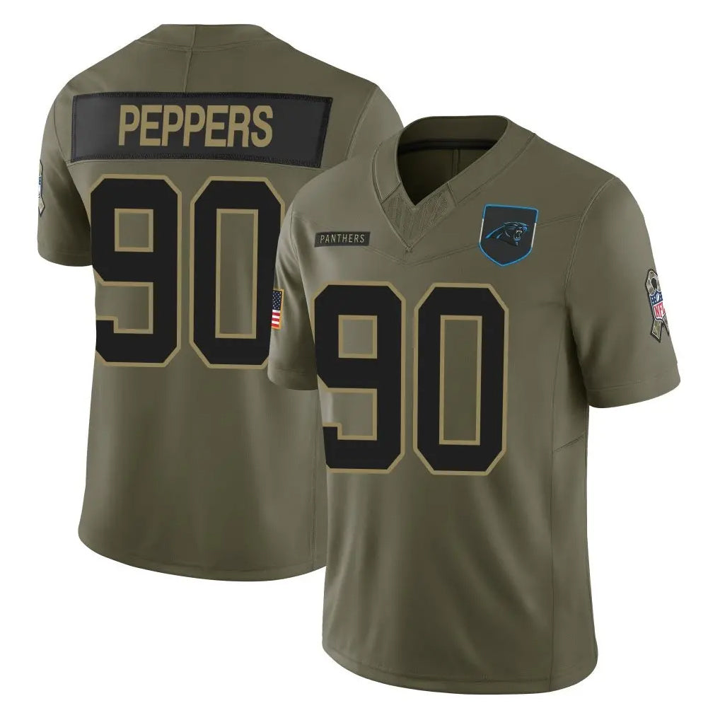 harde C.Panthers #90 Julius Peppers Player Olive Salute to Service Limited Home Game Stitched Jerseys