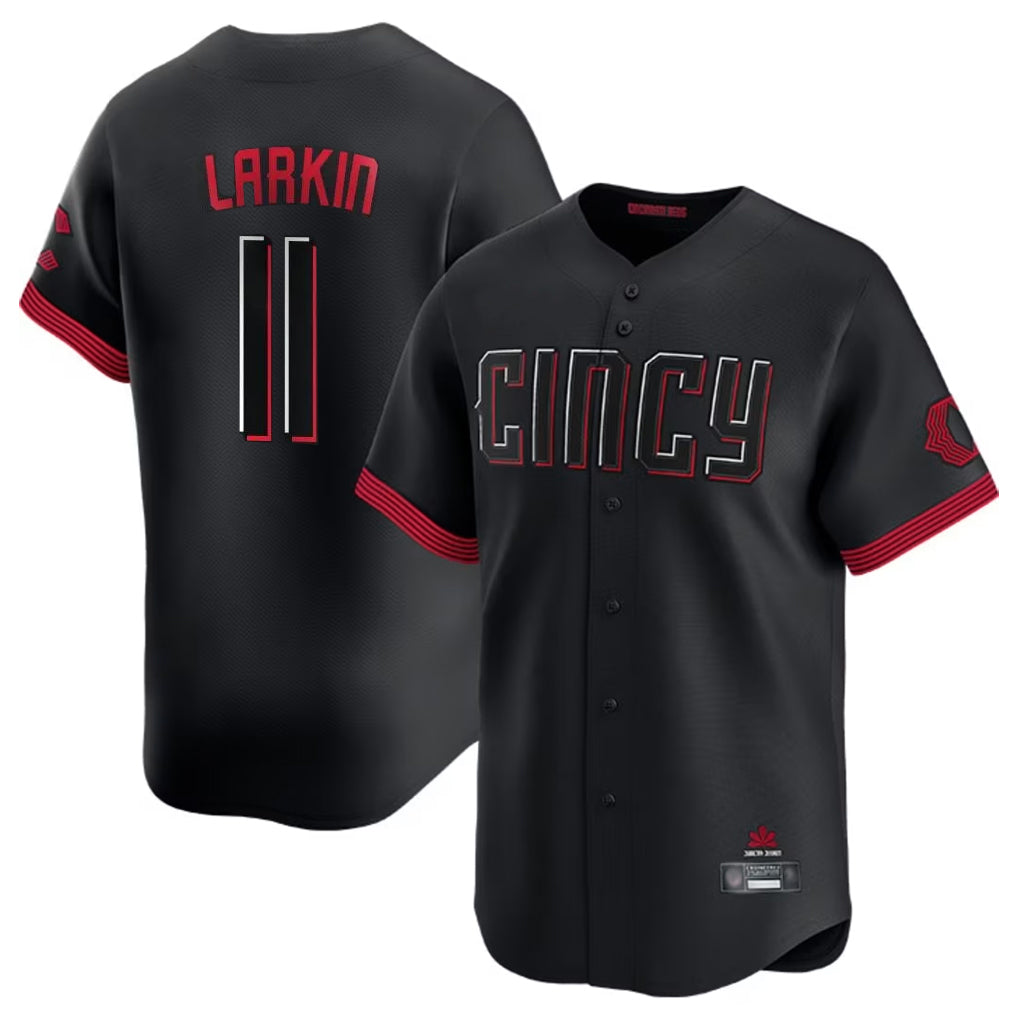 harde C.Reds #11 Barry Larkin Player Black City Connect Home Limited Stitched Jerseys