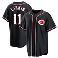 harde C.Reds #11 Barry Larkin Player Black Fashion Out Home Game Stitched Jerseys