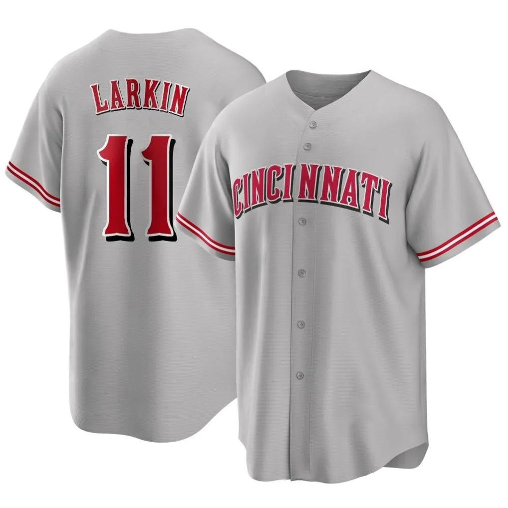 harde C.Reds #11 Barry Larkin Player Gray Home Game Stitched Jerseys