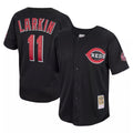 harde C.Reds #11 Barry Larkin Player Mitchell & Ness Black Throwback Cooperstown Mesh Game Stitched Jerseys