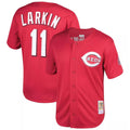 harde C.Reds #11 Barry Larkin Player Mitchell & Ness Red Throwback Cooperstown Mesh Game Stitched Jerseys